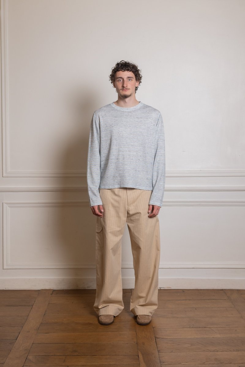 PASS LONGSLEEVE - White/Black/Blue Stripe