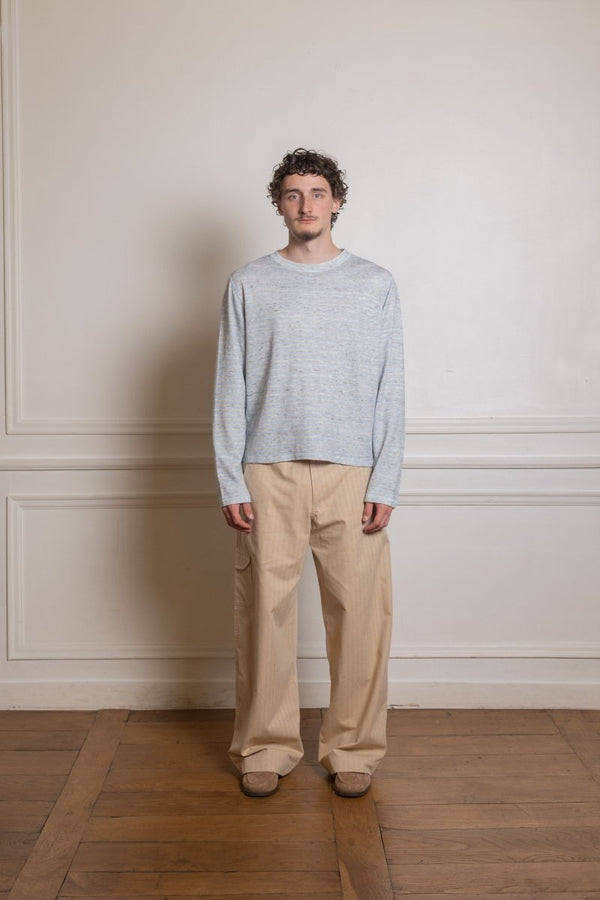 PASS LONGSLEEVE - White/Black/Blue Stripe