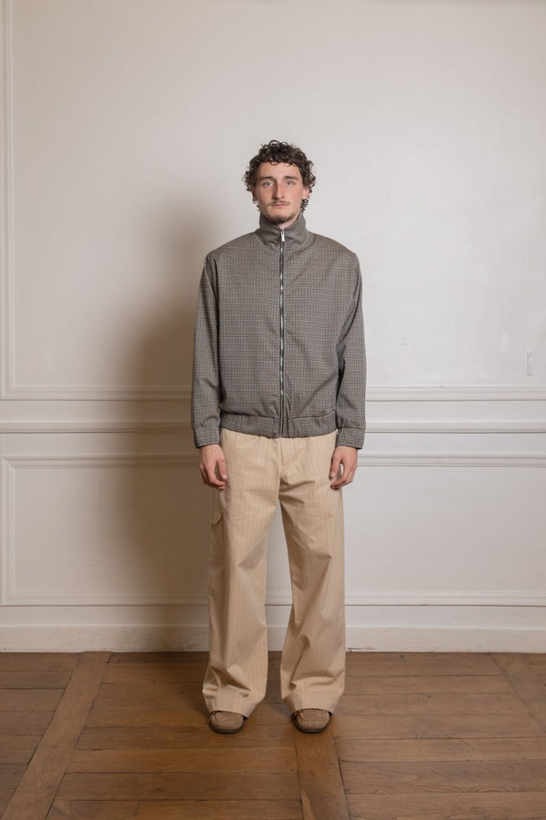 STAND ZIP _ SAND / BROWN CHECK