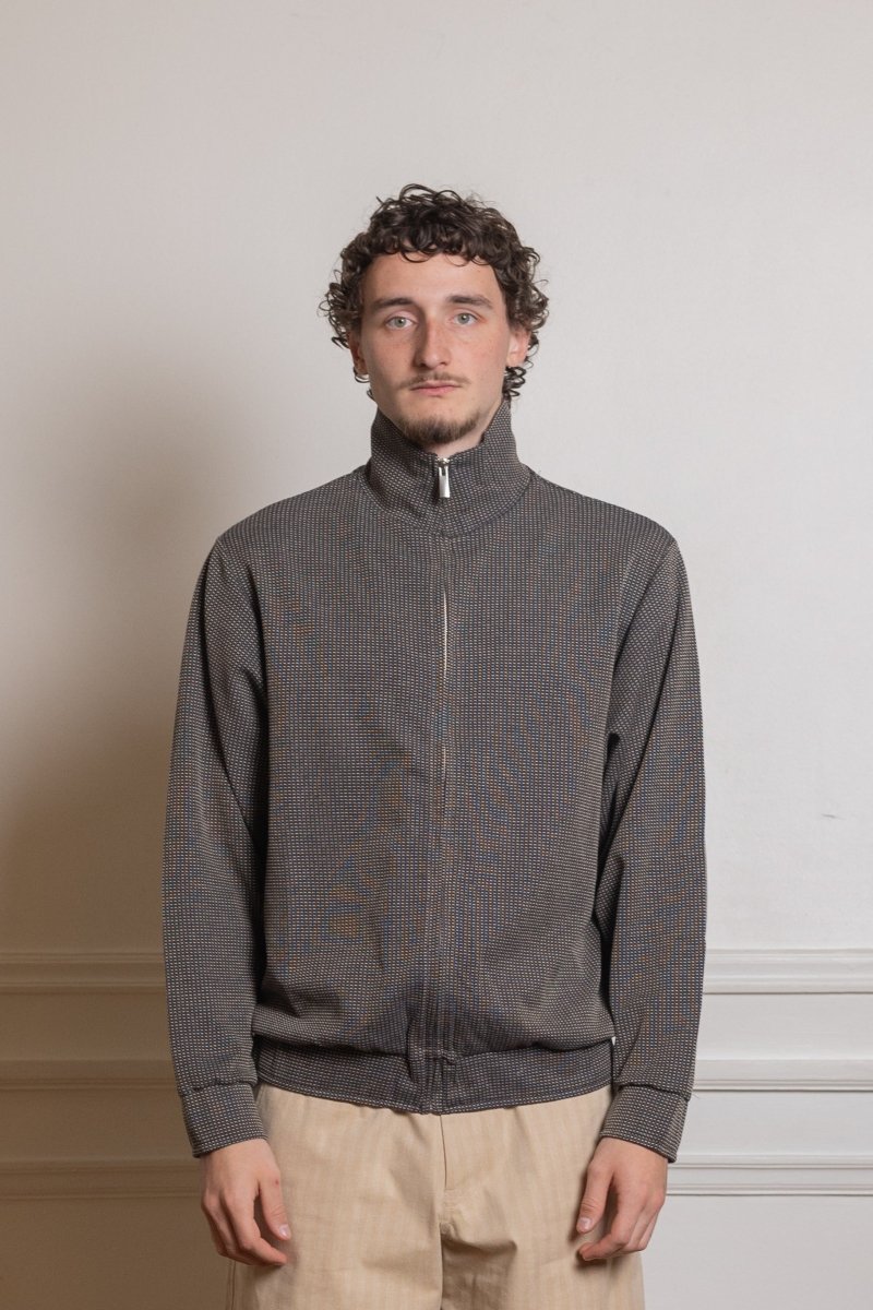 STAND ZIP  Brown / Navy - Jacquard