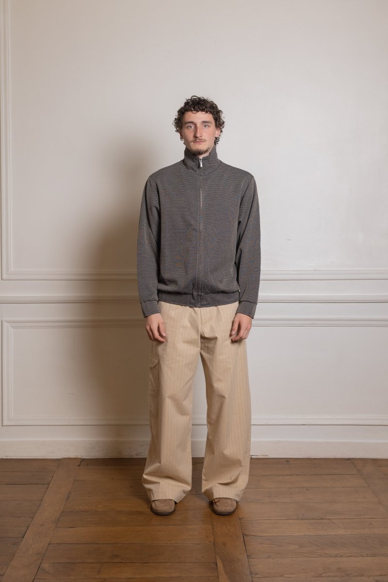 STAND ZIP  Brown / Navy - Jacquard