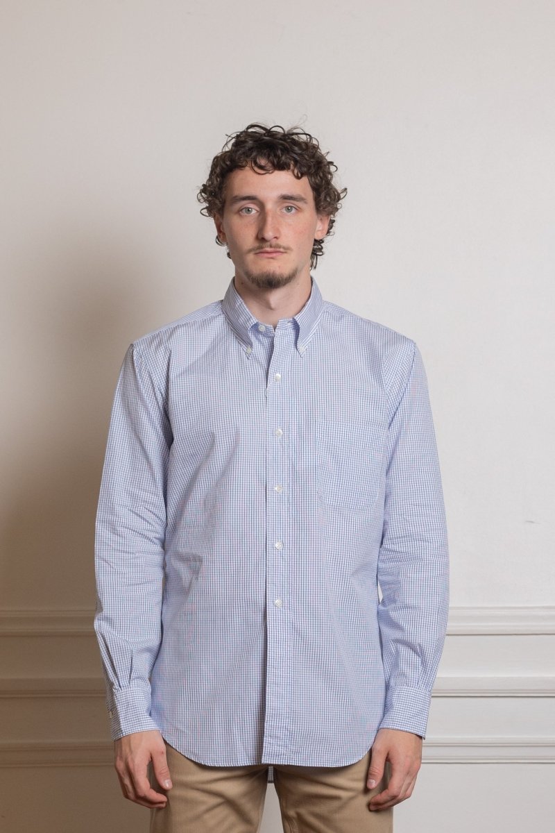 Vintage Ivy Graph Check Poplin Blue - Kamakura Shirt - vue de dos — photo 2