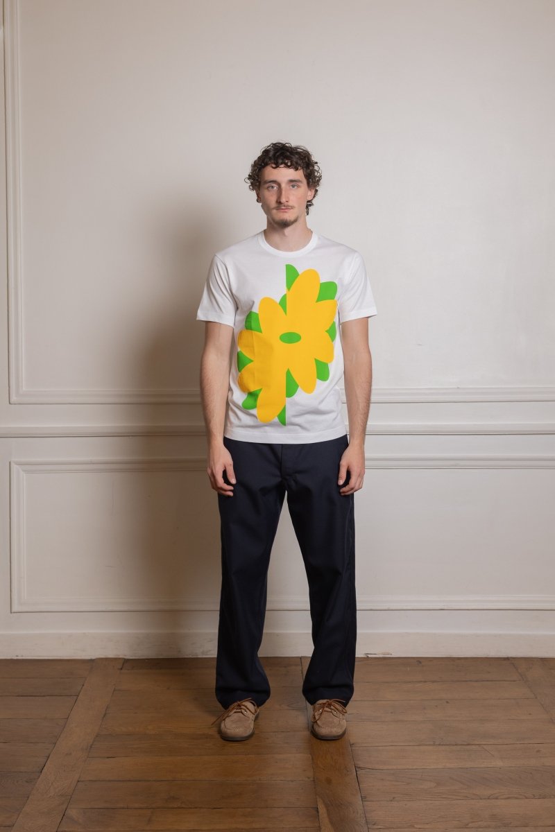FQ-T021-S26 MENS T-SHIRT KNIT - WHITE COMME DES GARÇONS SHIRT - vue de face portée — photo 1