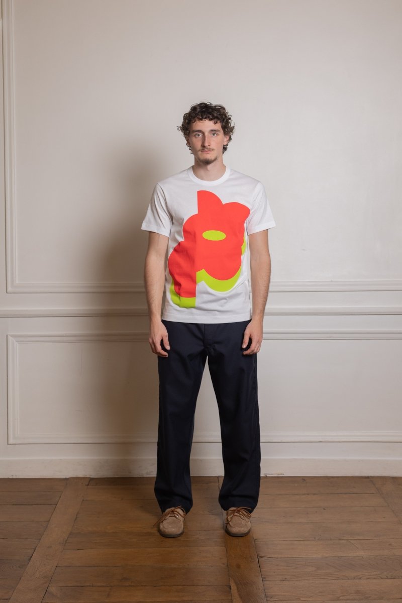 FQ-T019-S26 MENS T-SHIRT KNIT - WHITE COMME DES GARÇONS SHIRT - vue de face portée — photo 1