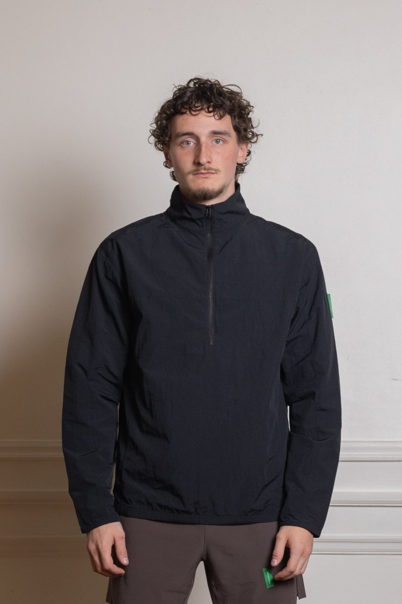 Half-Zip Nylon Windbreaker - Black