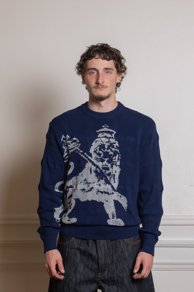 LION KNIT CREWNECK - Navy THE NEW ORIGINALS - vue de dos — photo 2
