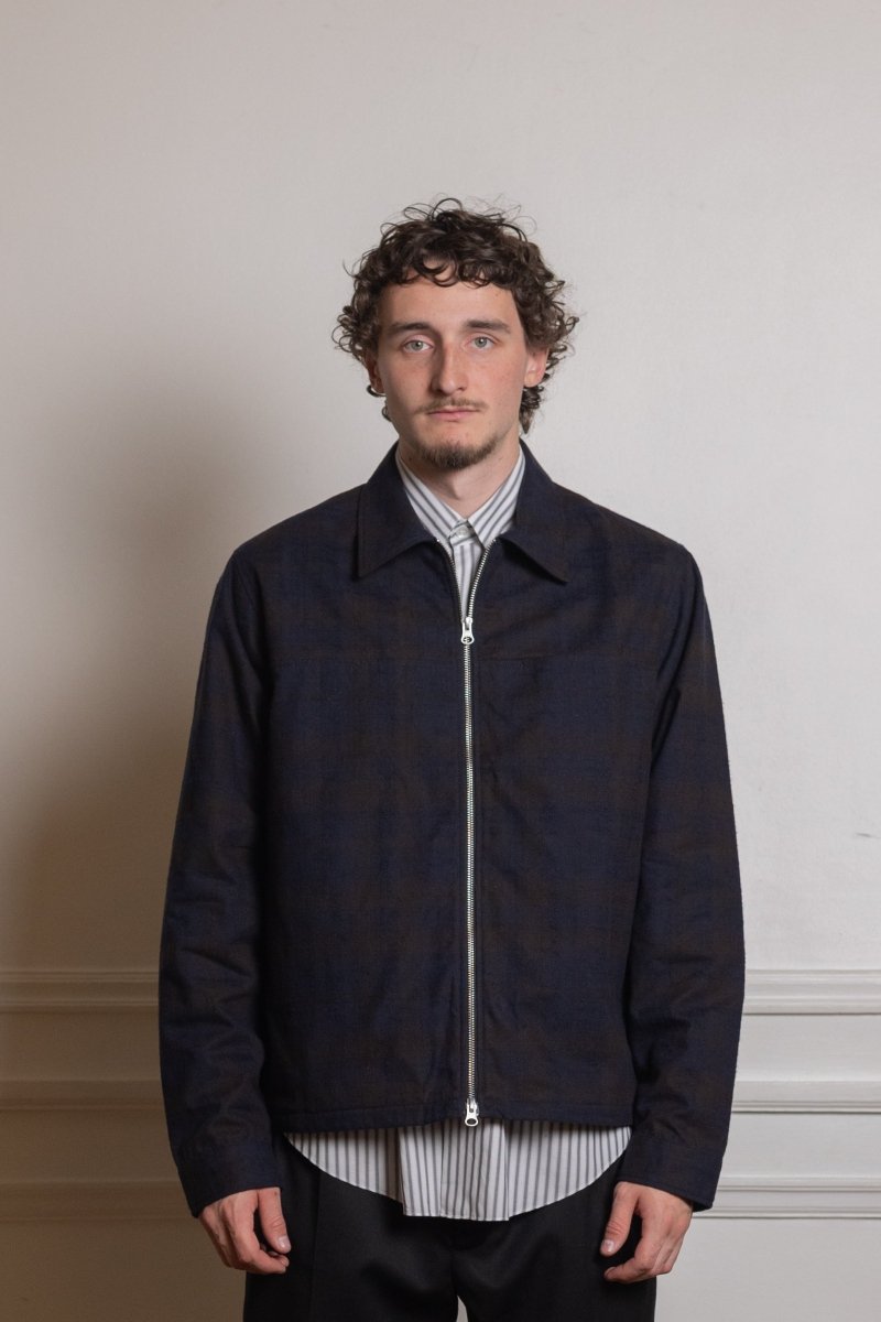 ANOTHER OVERSHIRT 3.0 - Navy/Brown Check ANOTHER ASPECT - vue de dos