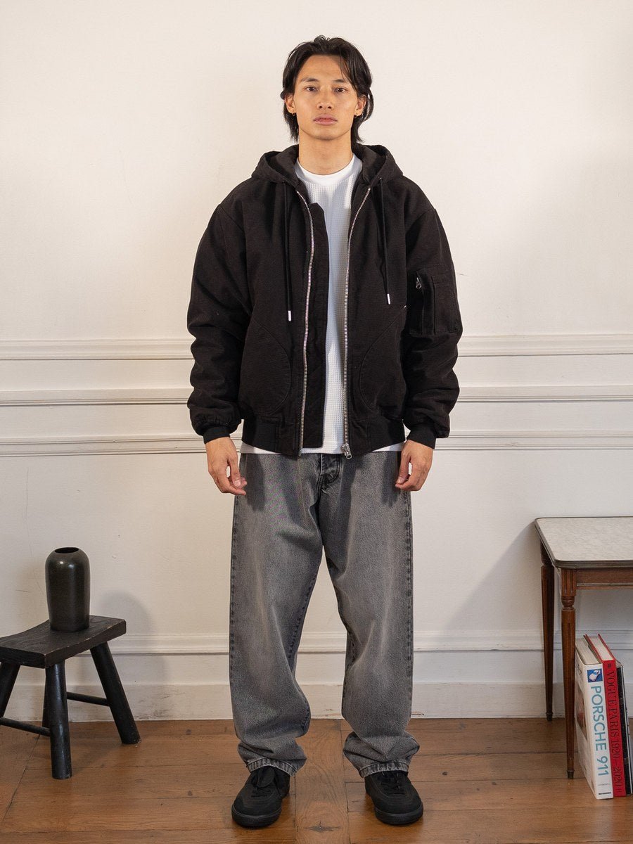 hooded flight jacket - black - Pop Trading Company - vue portée en pied