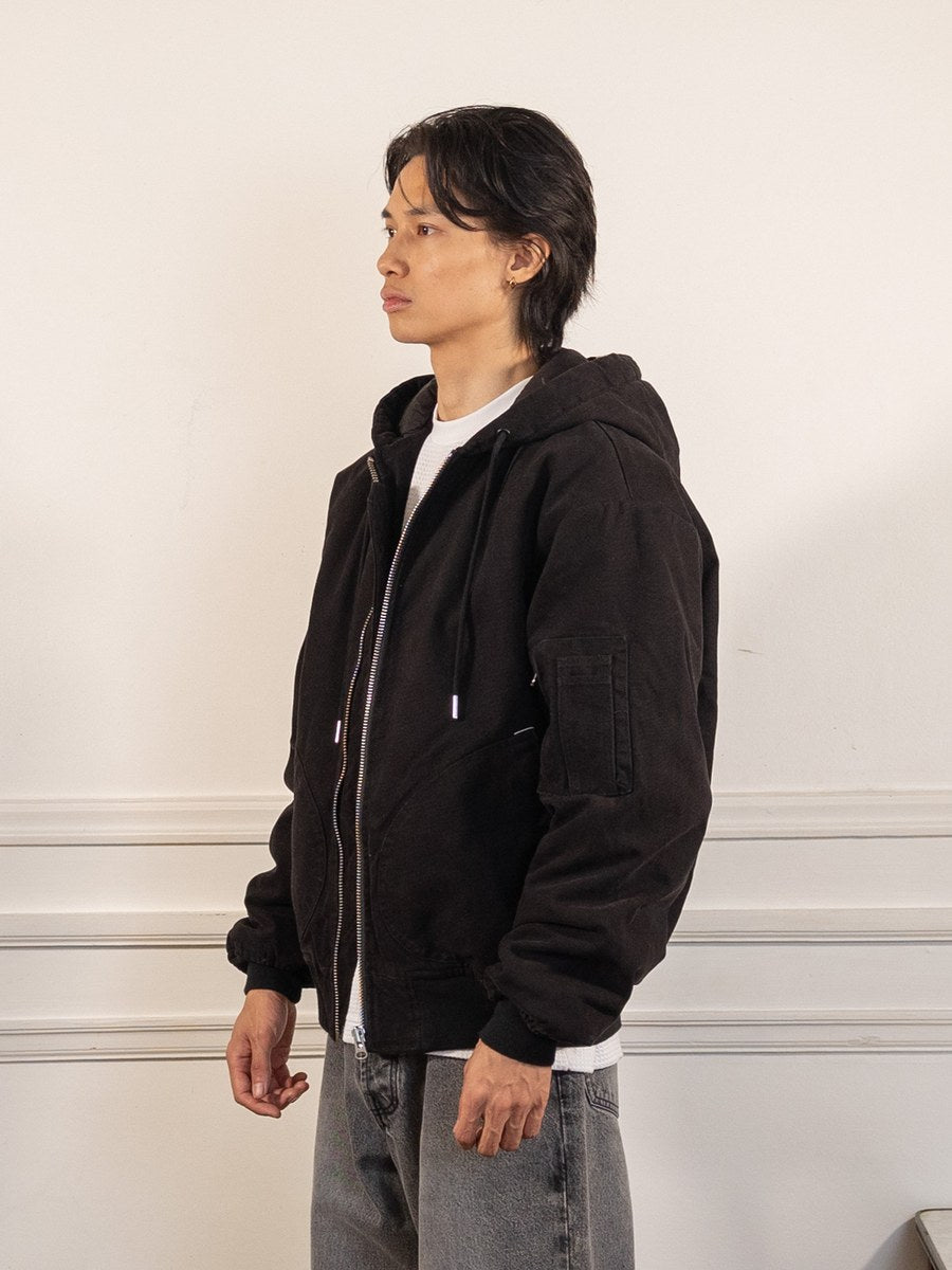 hooded flight jacket - black - Pop Trading Company - vue de profil portée