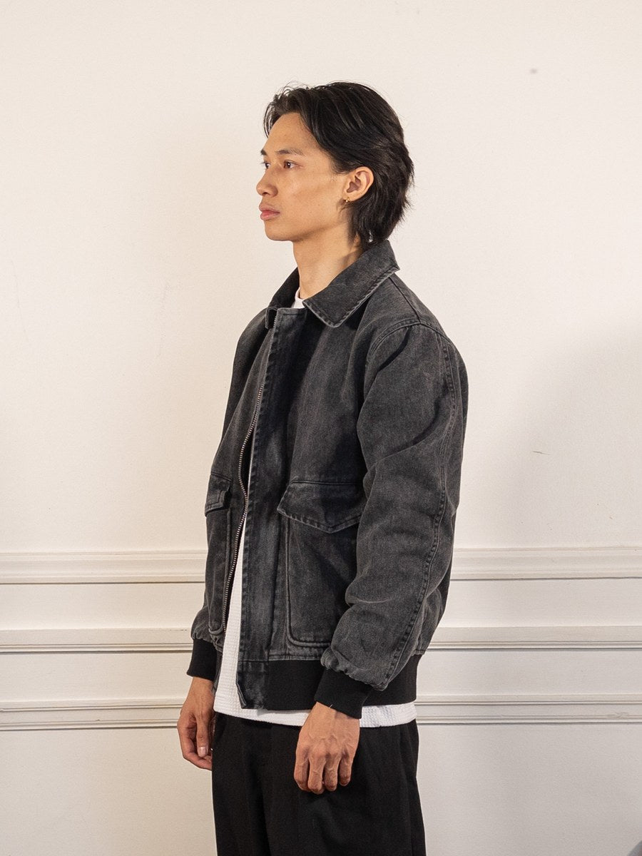 johnston jacket - black - Pop Trading Company - vue de profil portée