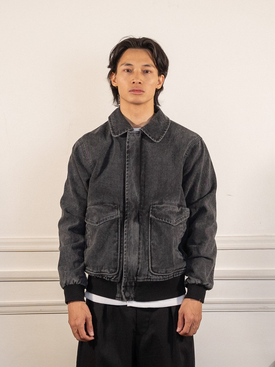 johnston jacket - black - Pop Trading Company - vue de face portée, veste fermée