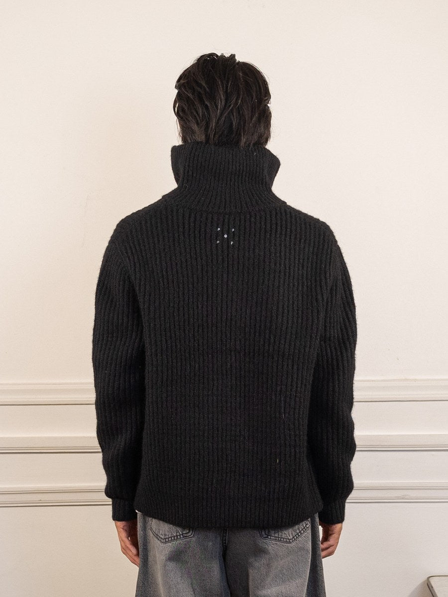 knitted full zip - black - Pop Trading Company - vue de dos portée