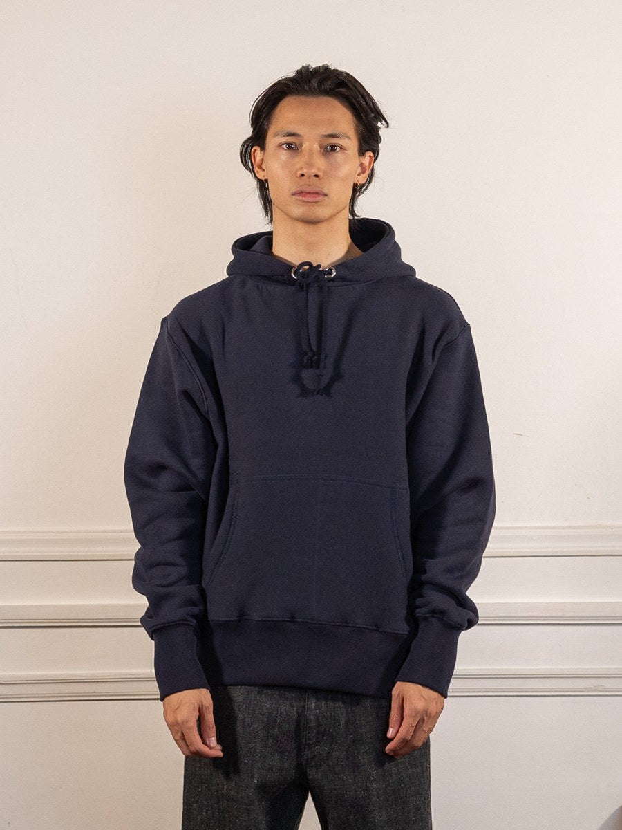 Super Weight Hoodie - Navy - Power Goods - vue de face portée