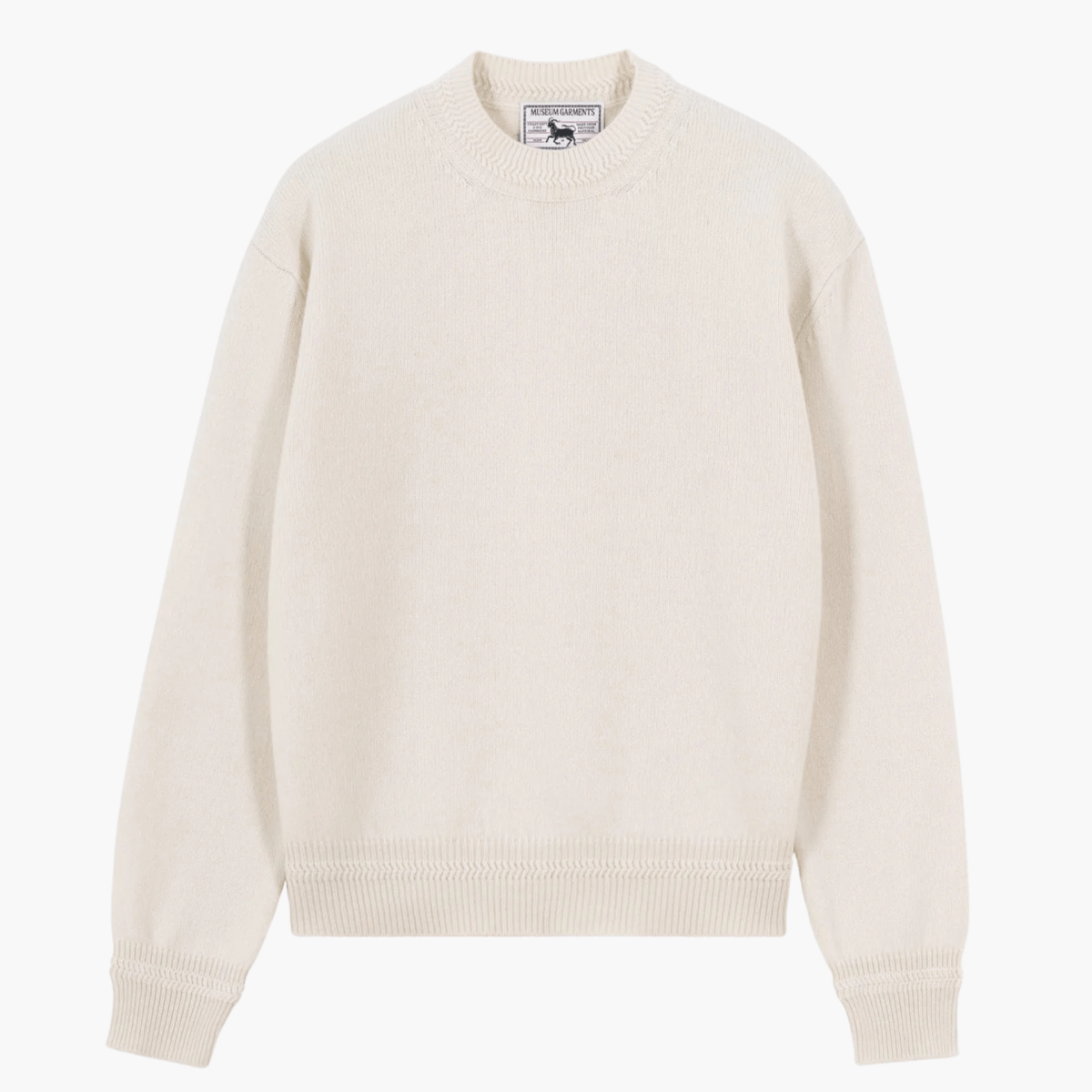 Recycled Cashmere Boxy Jumper Ecru vue de face – vêtements homme Rennes