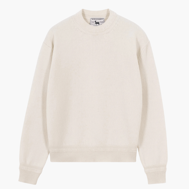 Recycled Cashmere Boxy Jumper Ecru vue de face – vêtements homme Rennes