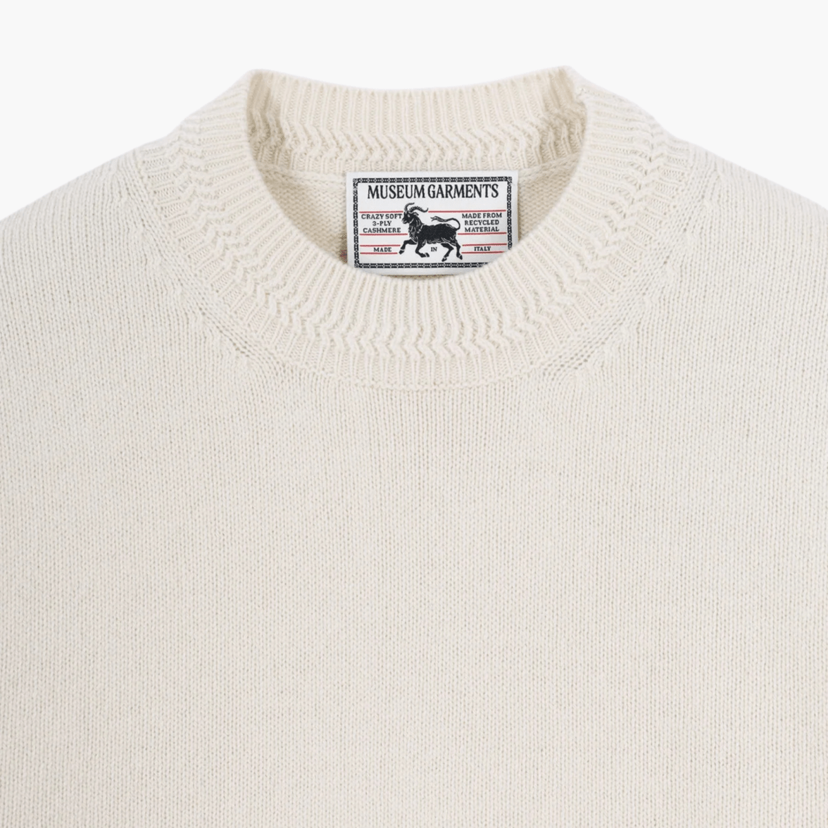 Recycled Cashmere Boxy Jumper Ecru maille cachemire recyclé – vêtements homme Rennes – Aura Store Rennes — photo 4