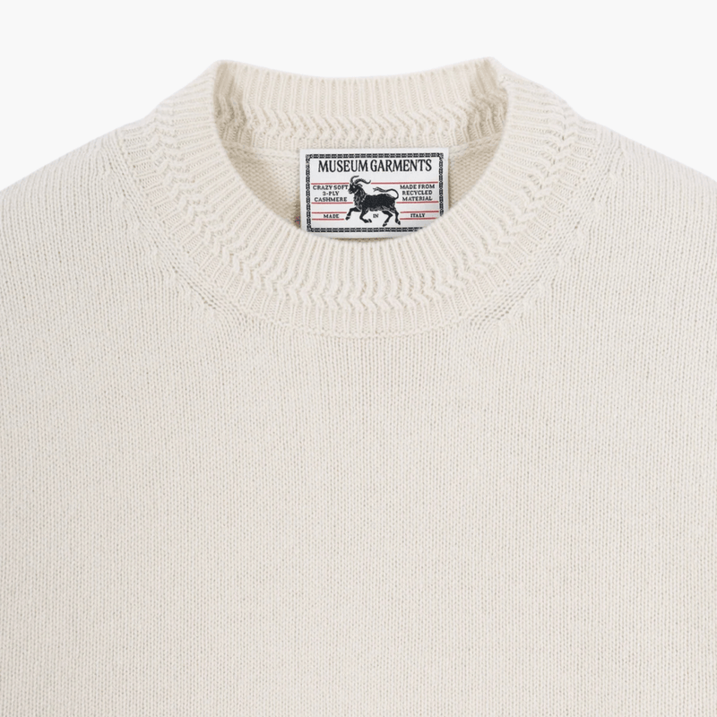 Recycled Cashmere Boxy Jumper Ecru maille cachemire recyclé – vêtements homme Rennes – Aura Store Rennes