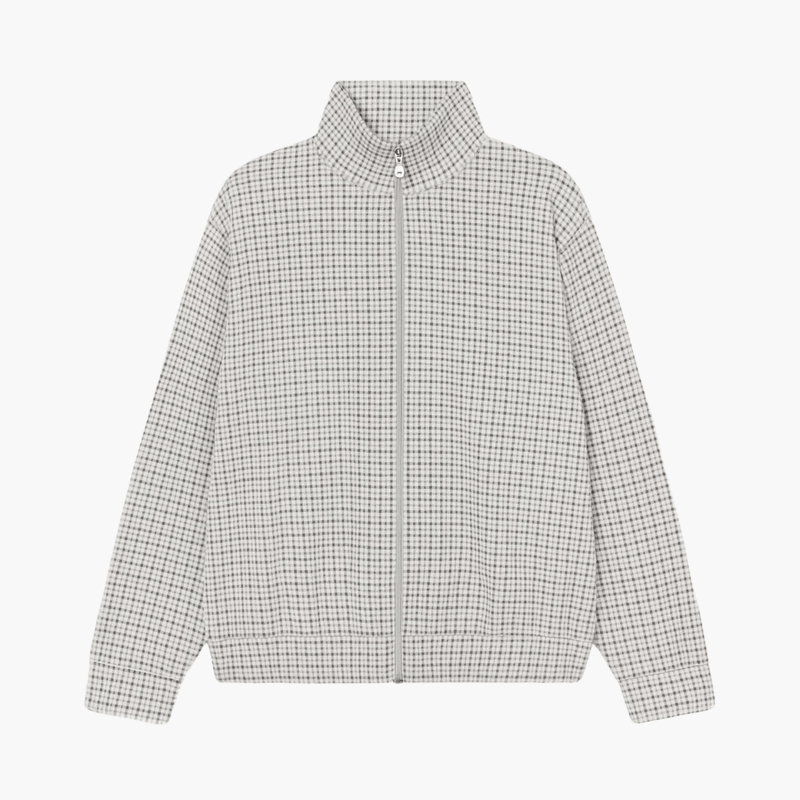 Stand Zip Grey Check portée – vêtements homme Rennes – Aura Store