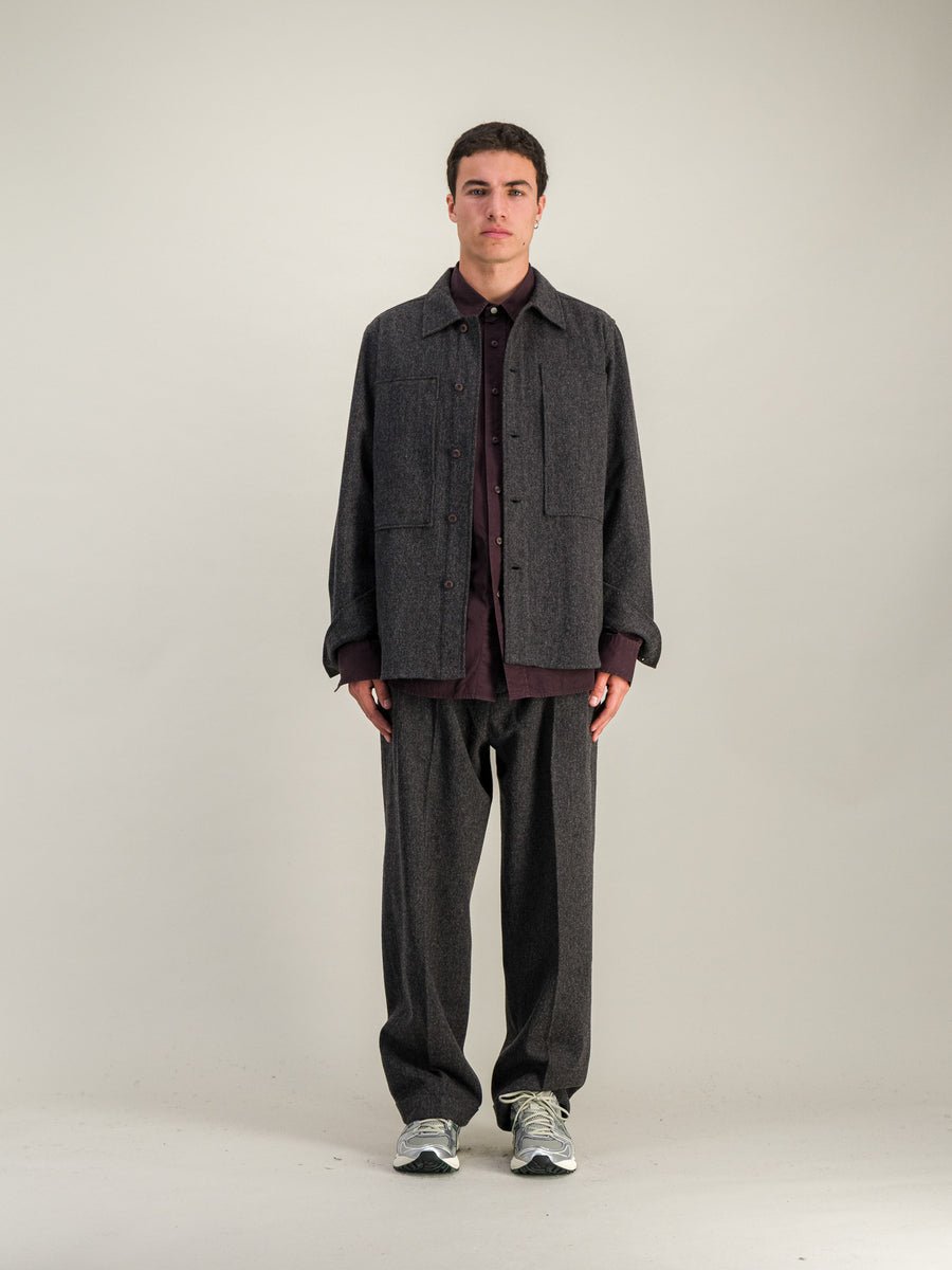 Delivery Wool Overshirt - Dark Grey Mel - Parages - Aura Store - vue 2