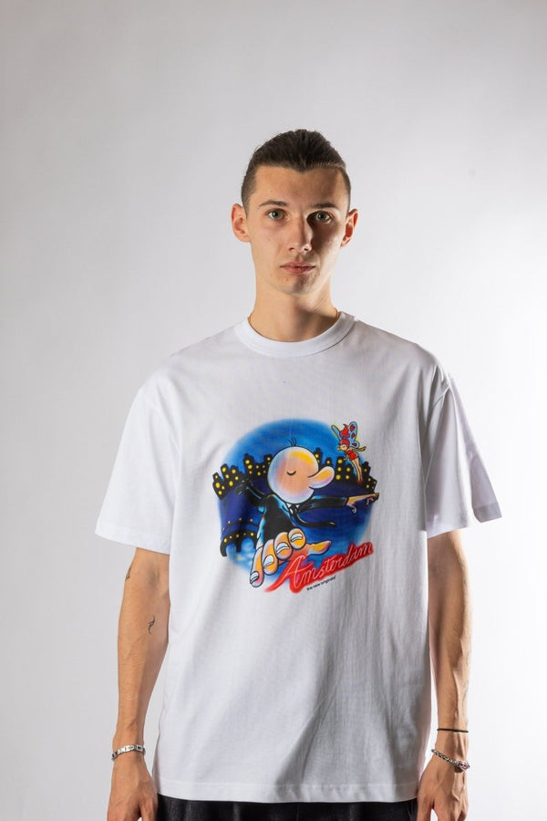 Détail illustration Flying Freddy sur t-shirt TNO