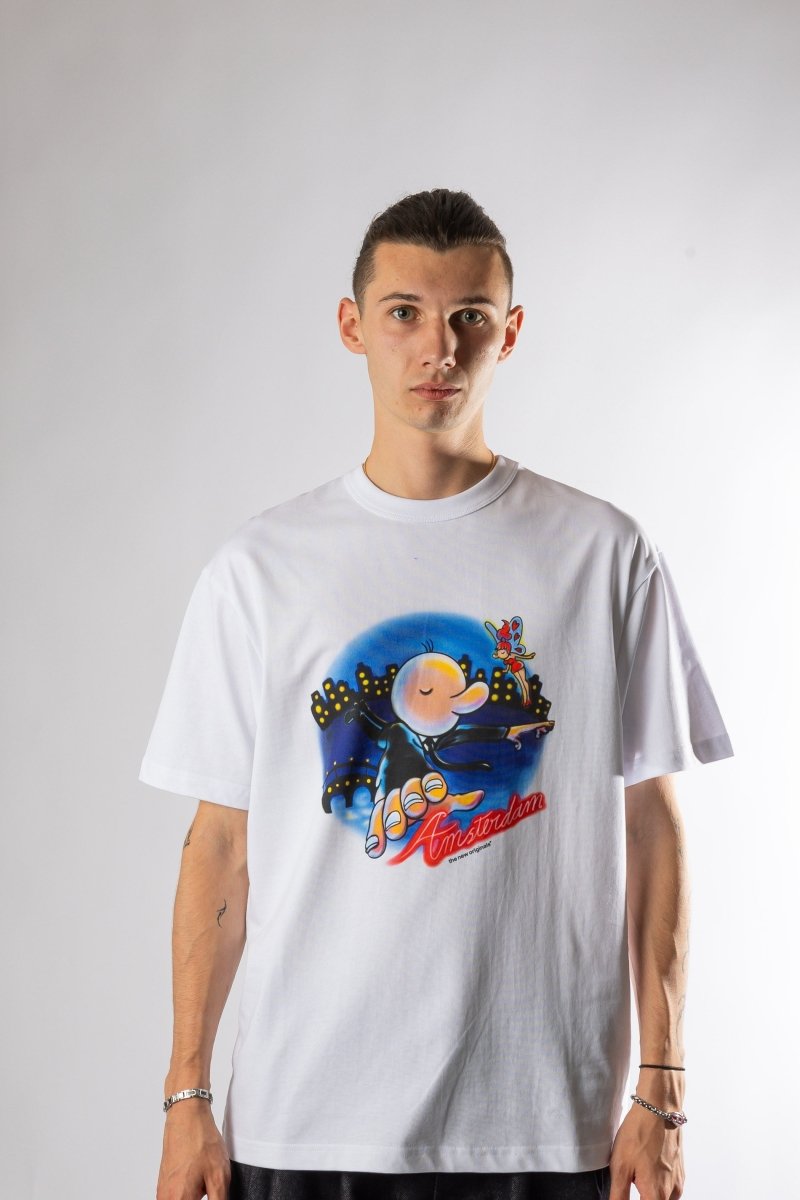 Détail illustration Flying Freddy sur t-shirt TNO