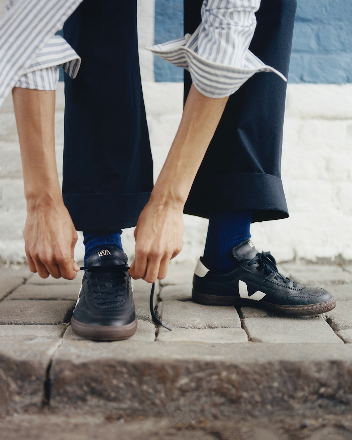 Veja Panenka O.T. Leather Black White, vue de dessus — photo 4