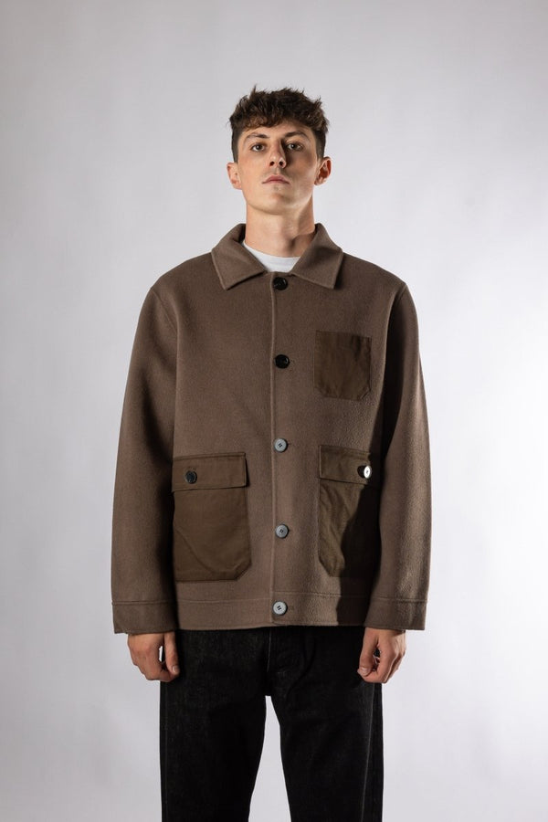 Verdadero Double Face Jacket Brown vue de face – vêtements homme Rennes