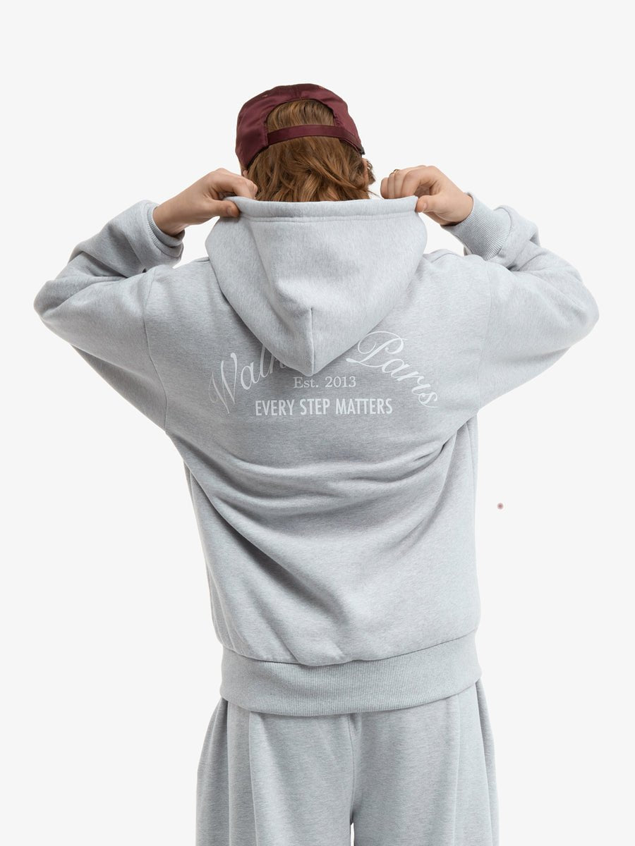 Le hoodie zippé Signature gris - Walk in Paris - Aura Store - vue 6