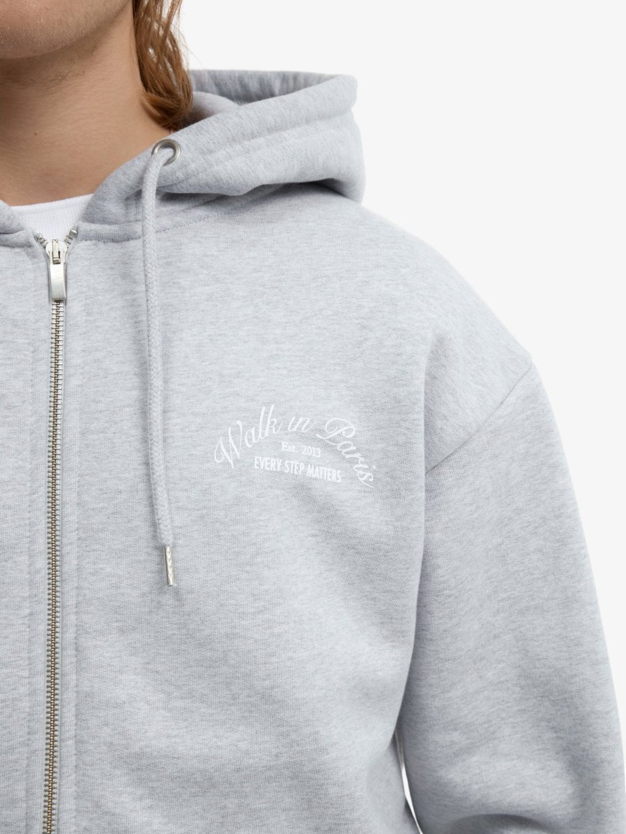 Le hoodie zippé Signature gris - Walk in Paris - Aura Store - vue 7