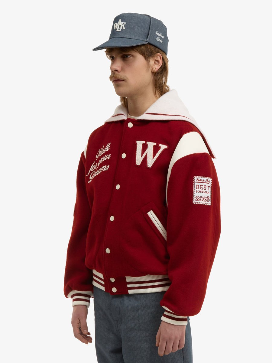 La Varsity Jacket du Postier en laine rouge - Walk in Paris - Aura Store - vue 5