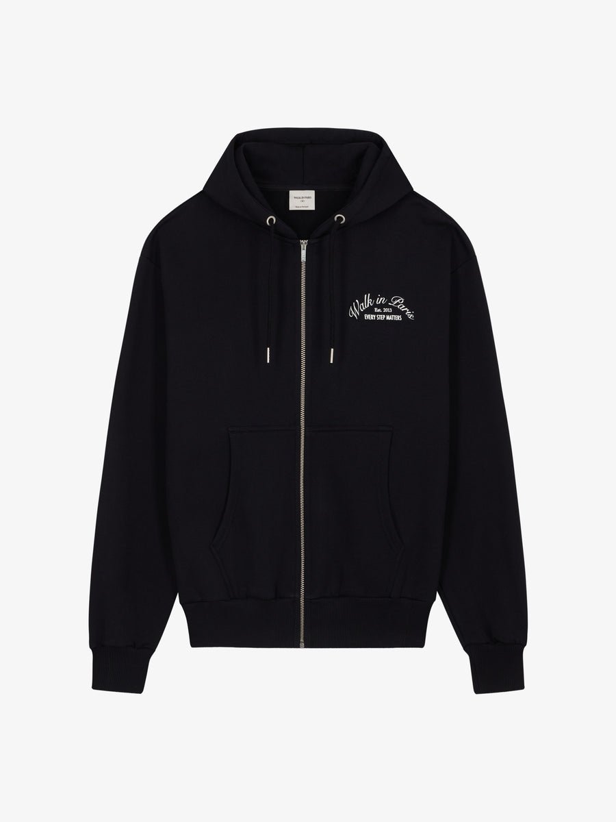 Le hoodie zippé Signature noir - Walk in Paris - Aura Store - vue 1