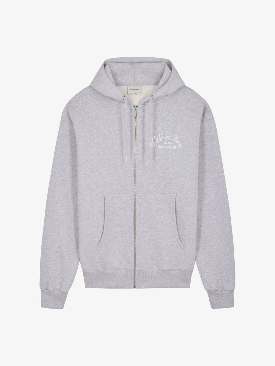 Le hoodie zippé Signature gris - Walk in Paris - Aura Store - vue 1