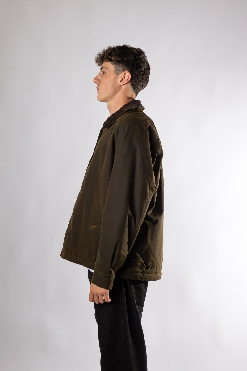 Waxed Deck Jacket Deep Moss vue de dos – boutique homme Rennes