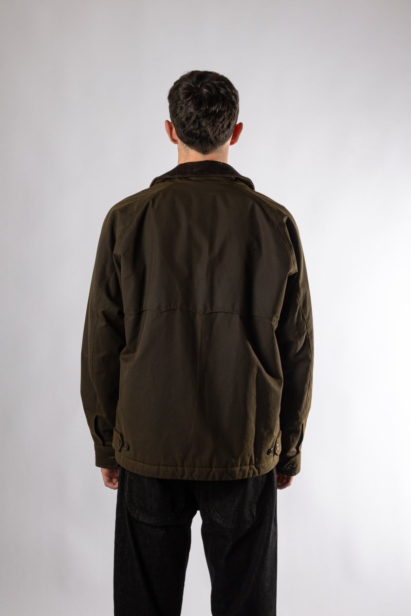 Waxed Deck Jacket Deep Moss vue de dos – boutique homme Rennes