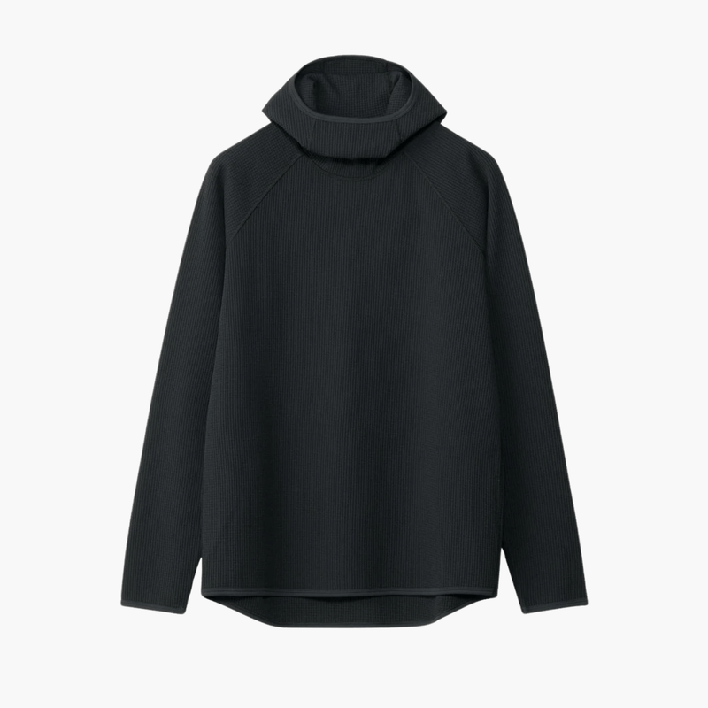 WF Light L/S Hoodie Black vue de face – vêtements homme Rennes