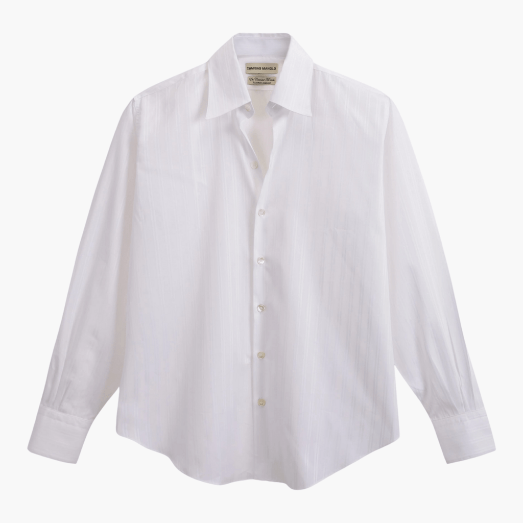 White White Stripes Normal Shirt vue de face – vêtements homme Rennes