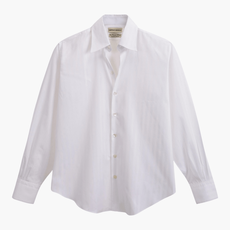 White White Stripes Normal Shirt vue de face – vêtements homme Rennes