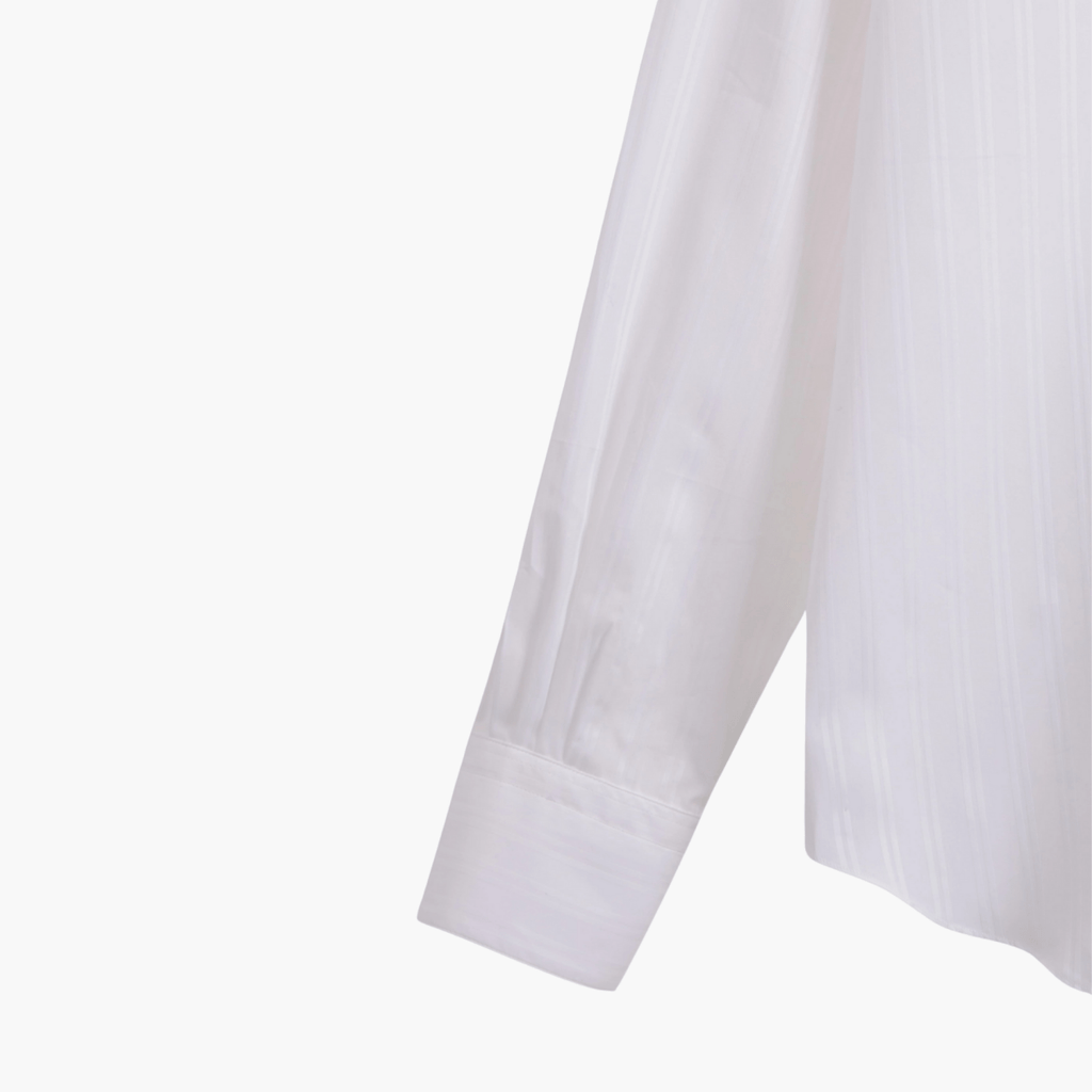 White White Stripes Normal Shirt popeline blanche rayures ton sur ton – vêtements homme Rennes – Aura Store Rennes