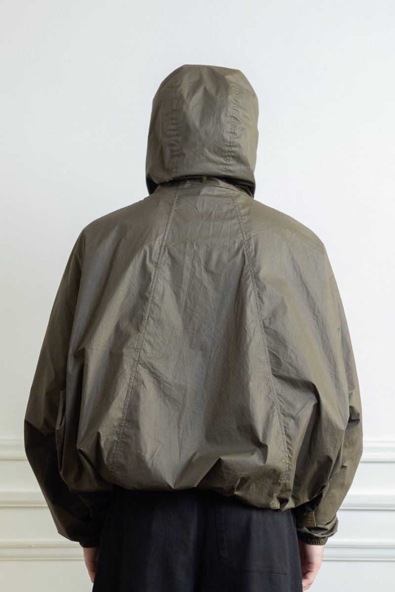 ymc bonehead hooded jacket dark green coton organique enduit finition déperlante  — photo 3